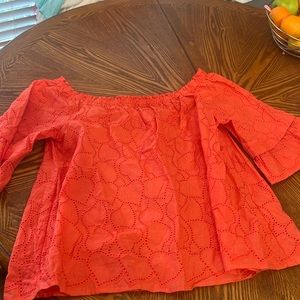 Crown & Ivy Orange Puff Sleeve Blouse